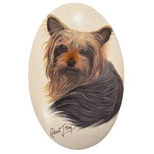 Yorkshire Terrier Dog Yorkie Oval Wall Plaque Art By Robert J May Vintage